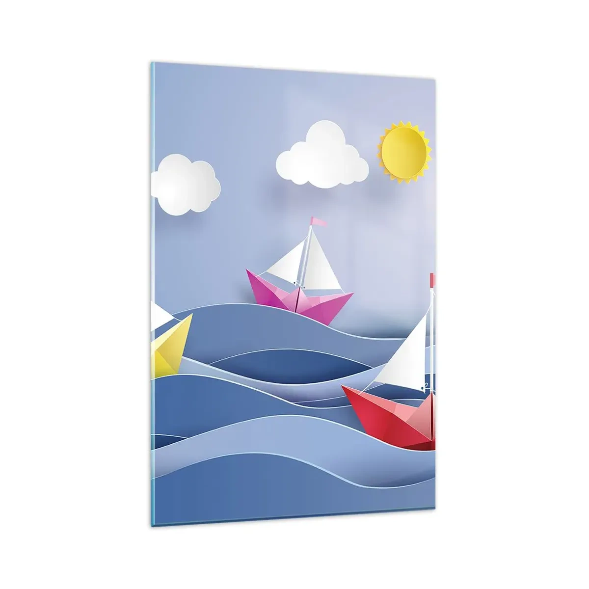 Billede på glas - Ah, hvor dejligt at svinge sig mellem bølgerne - 80x120 cm