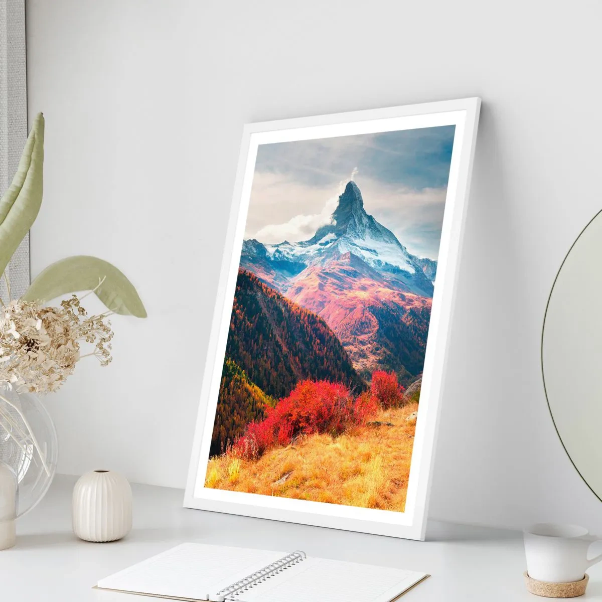 Plakat i hvid ramme - Alpernes efterår - 30x40 cm