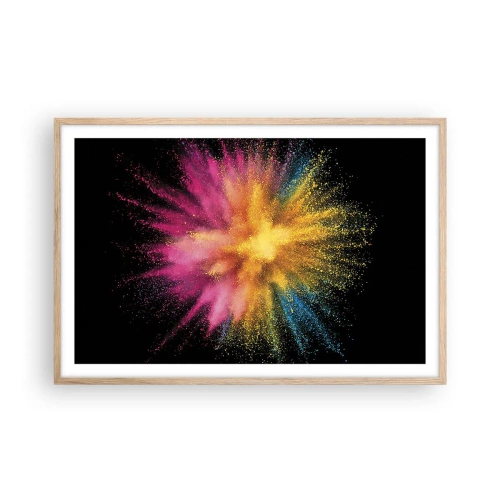 Plakat i ramme af lyst egetræ - Farvernes fødsel - 91x61 cm