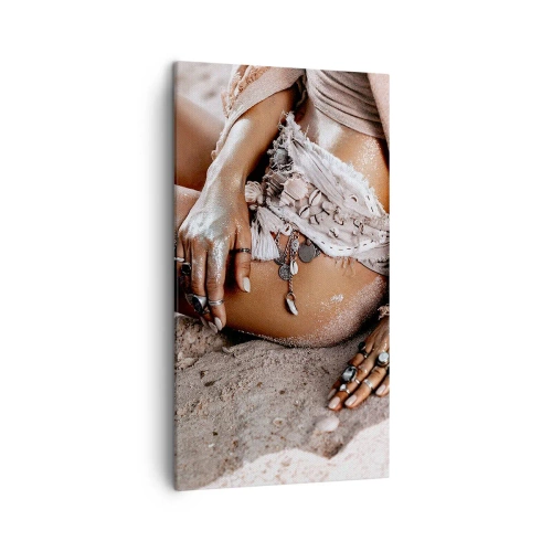 Lærredstryk - Billede på lærred - Kastet ud af bølgerne? - 45x80 cm