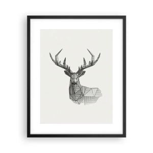 Plakat i sort ramme - Hjorte i kubistisk stil - 40x50 cm