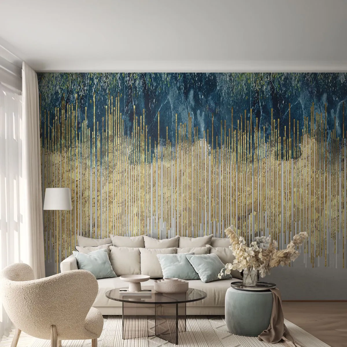 Fototapet Premium Canvas - Forgyldt grænse - Stykke, Art Deco, Nutidige - 500x350 cm