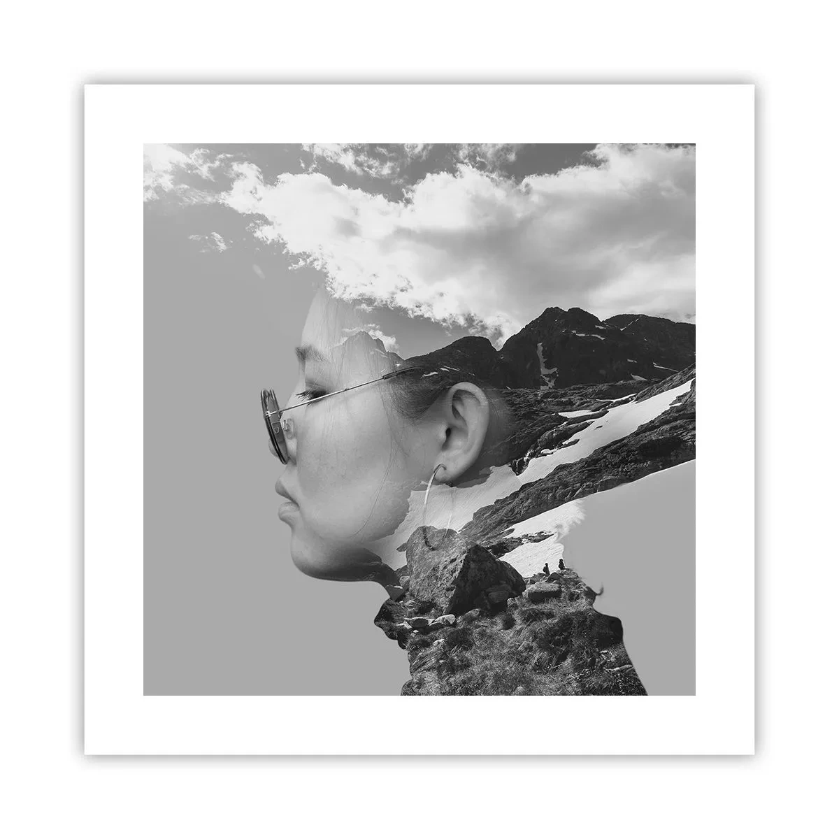 Plakat - Portræt af toppen og skyen - 40x40 cm