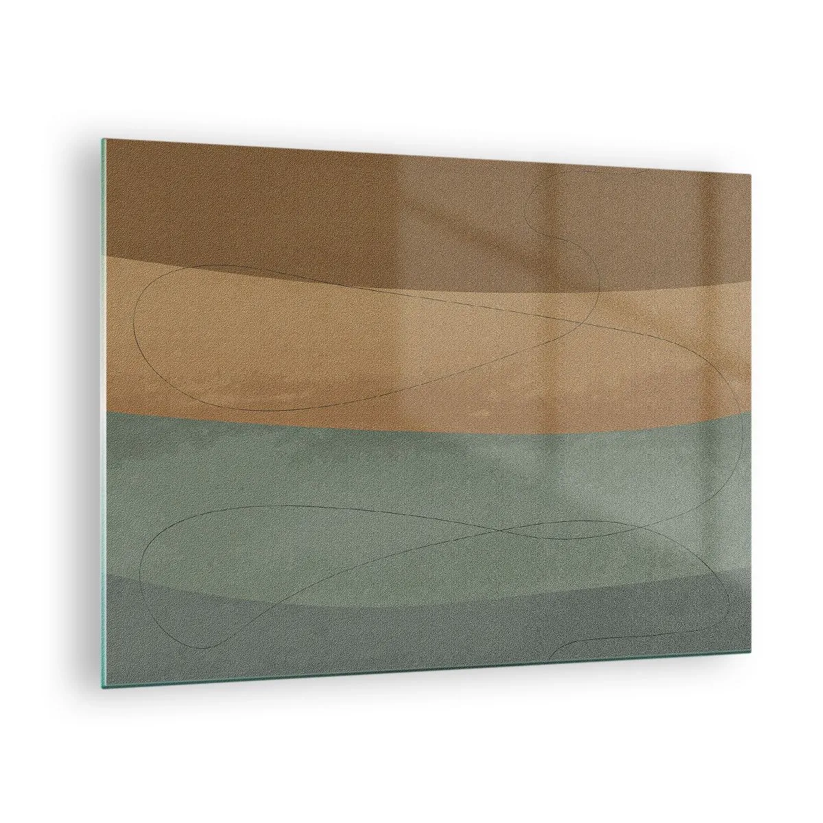 Billede på glas - Abstrakte striber i jordfarver - 70x50cm - Vandret sammensætning - Moderne vægdekoration til stue og soveværelse ARTTOR