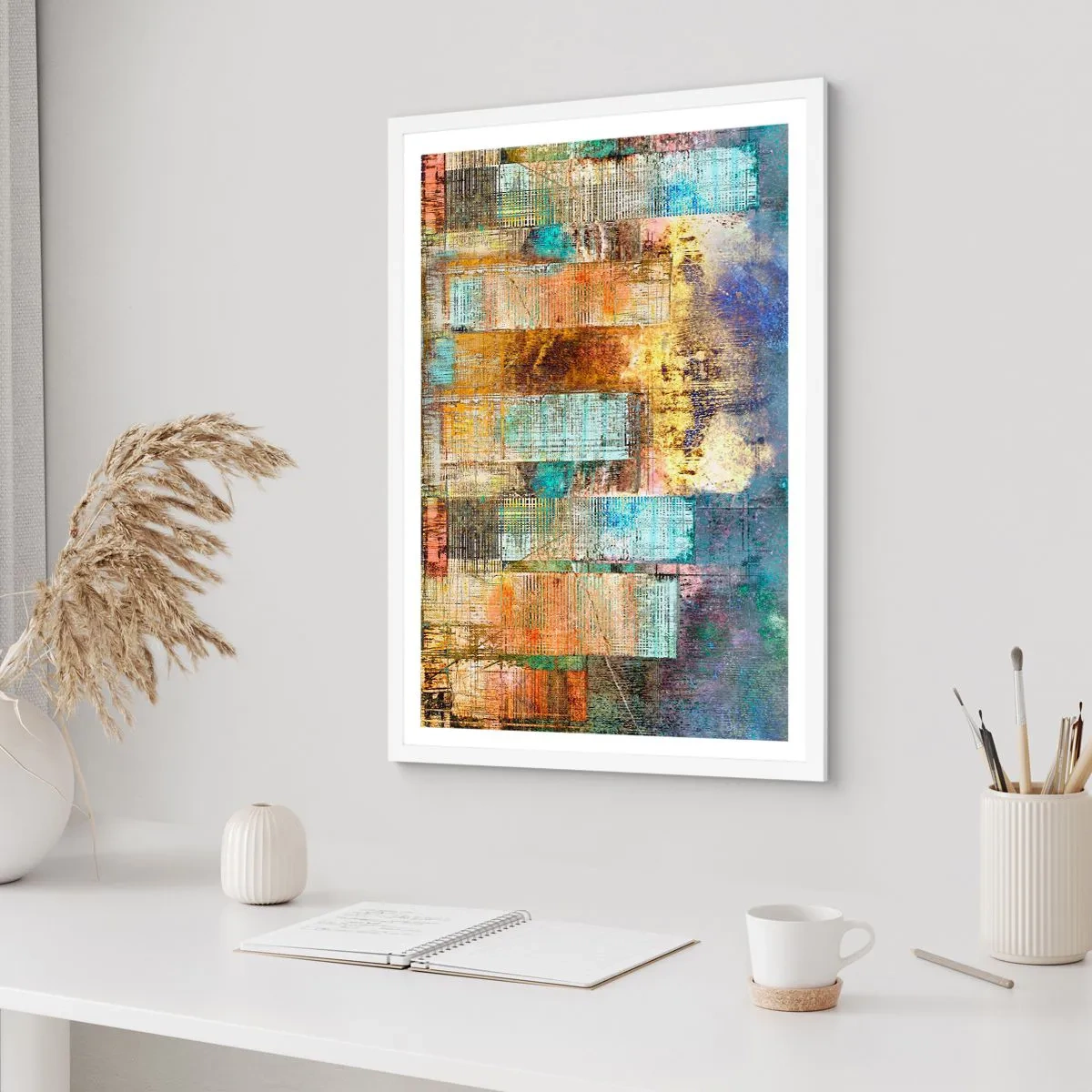 Plakat i hvid ramme - Solrig metropol - 50x70 cm