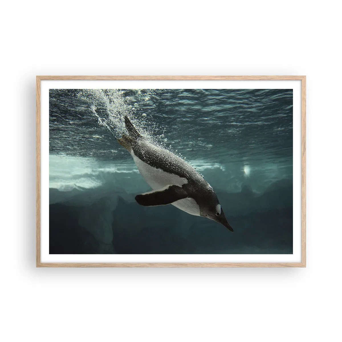 Plakat i ramme af lyst egetræ - Velkommen til min verden - 100x70 cm