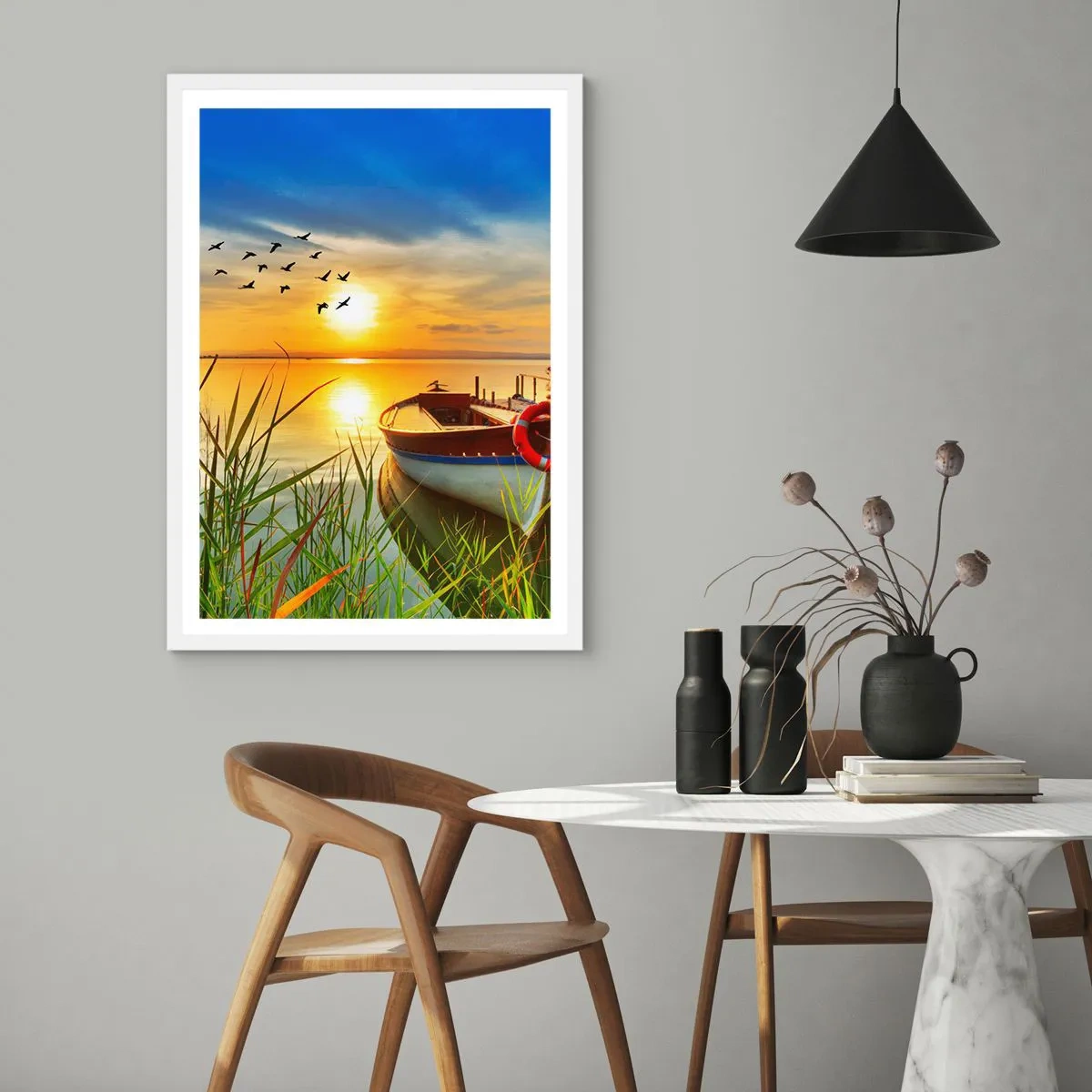 Plakat i hvid ramme - Skarverne er allerede på vej væk - 50x70 cm