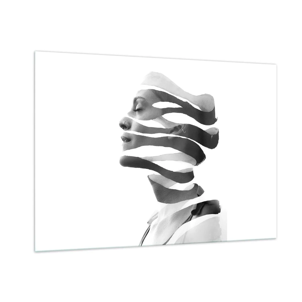 Billede på glas - Et surrealistisk portræt - 100x70 cm