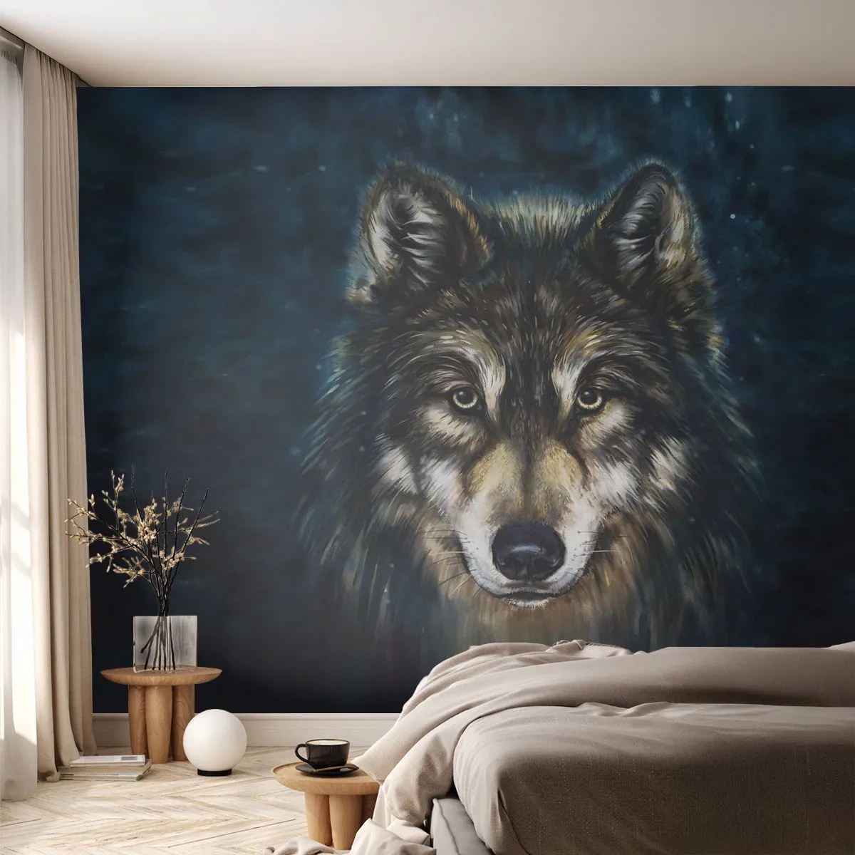 Fototapet Premium Canvas - Alfa? Og omega - Ulv, Dyr, Maleri - 250x175 cm