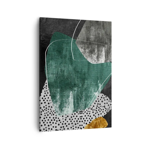 Lærredstryk - Billede på lærred - Farverig abstraktion med en guldflager - 50x70 cm