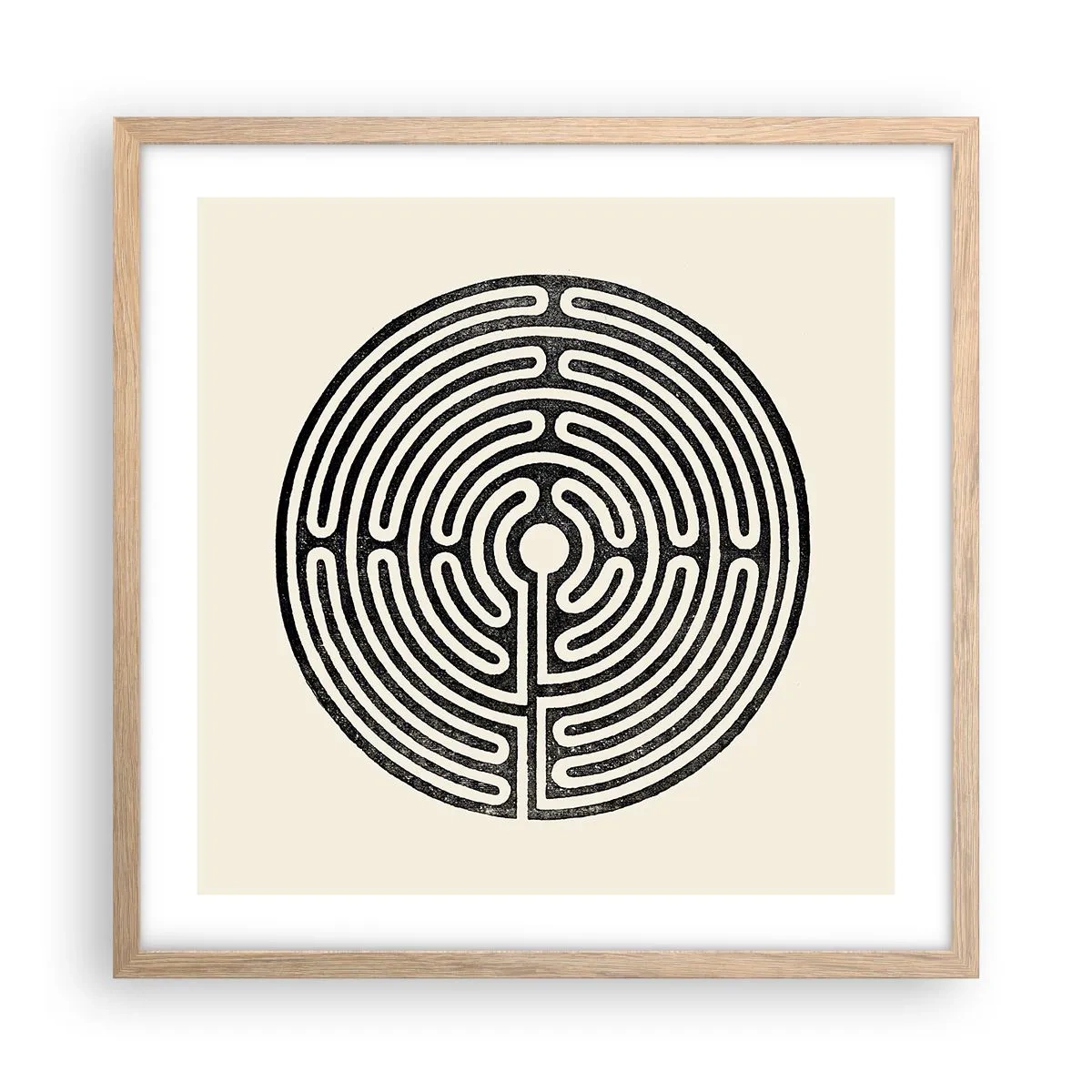 Plakat i ramme af lyst egetræ - Mystisk orden - 50x50 cm