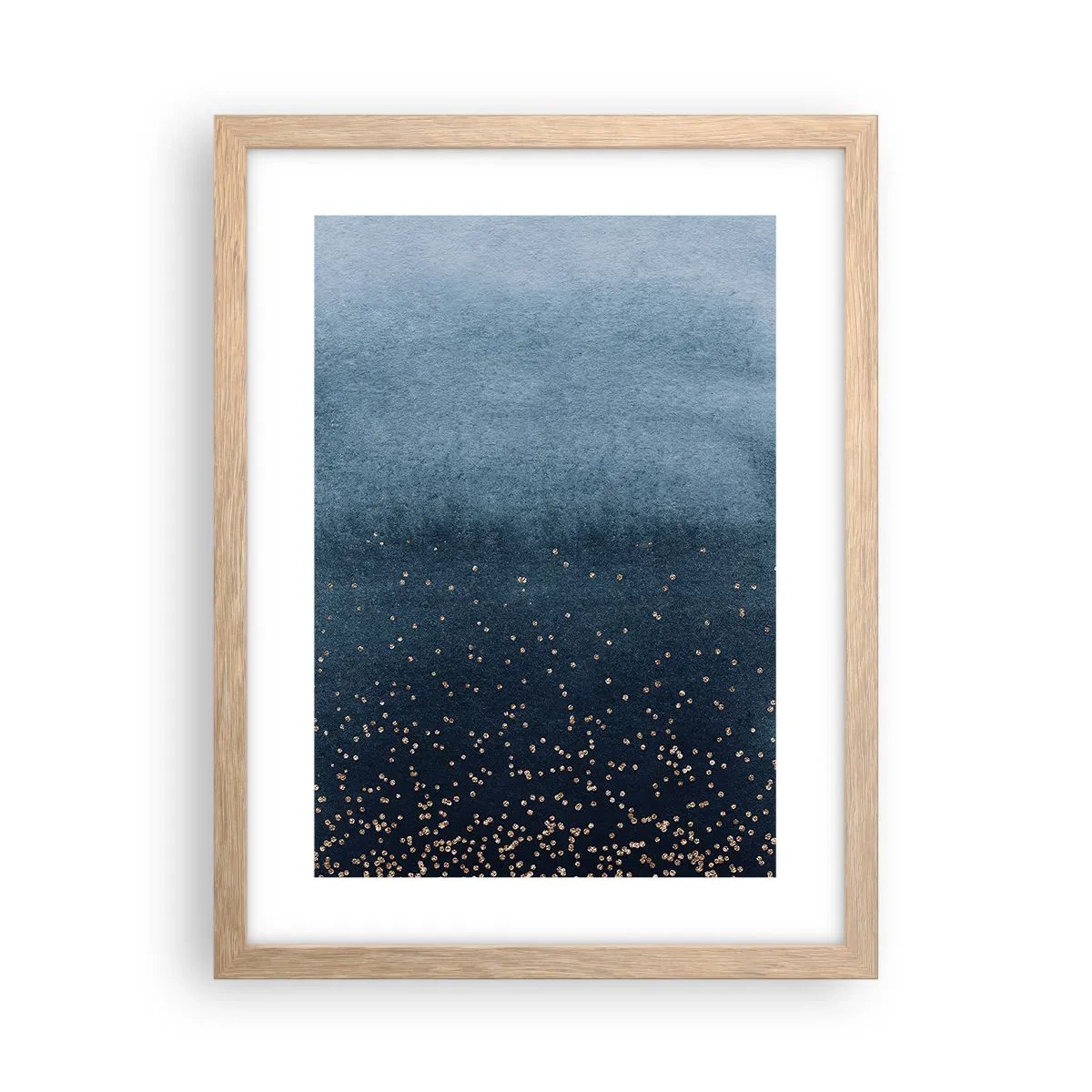 Plakat i ramme af lyst egetræ - Sammensætning - blå faser - 30x40 cm