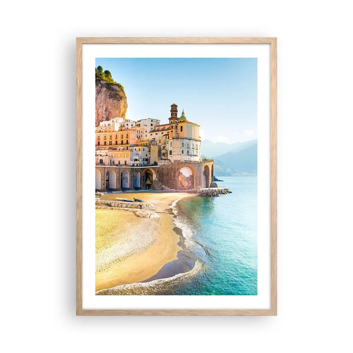 Plakat i ramme af lyst egetræ - En utrolig by - 50x70 cm