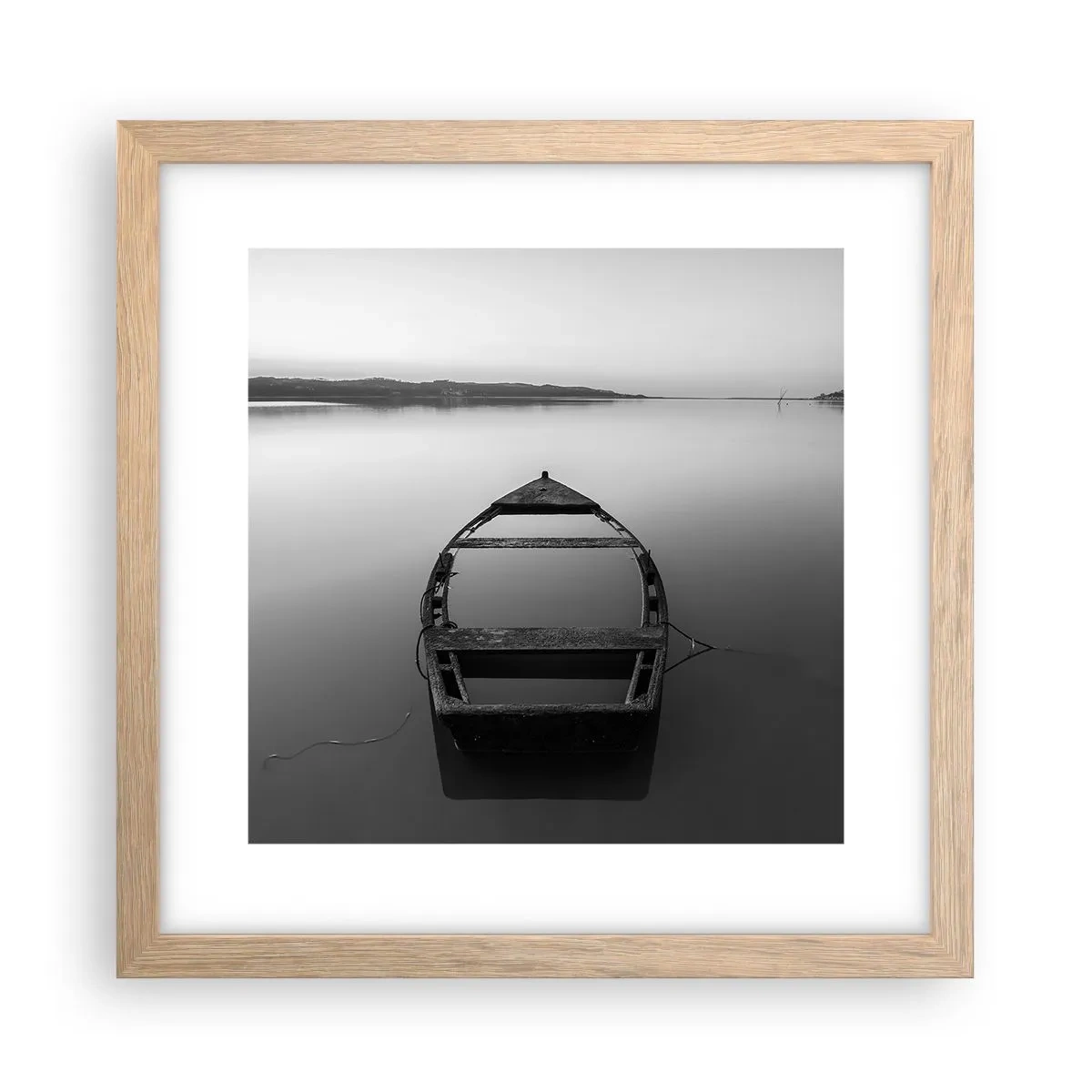 Plakat i ramme af lyst egetræ - Længsel og melankoli - 30x30 cm