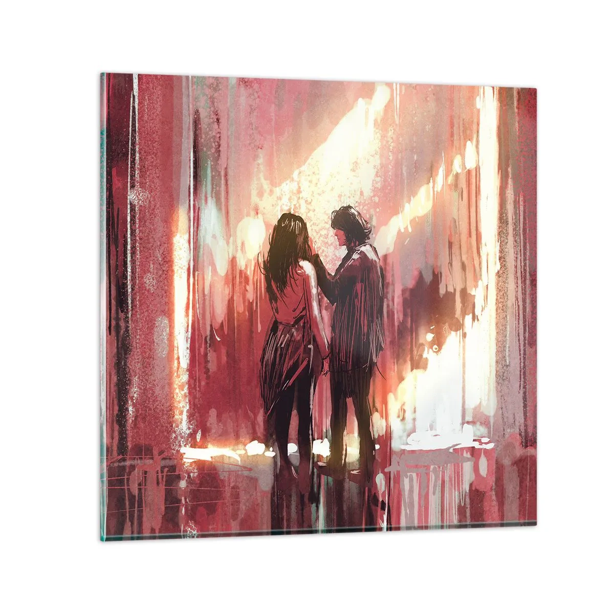 Billede på glas - Kærlighedens evige skuespil - 70x70 cm