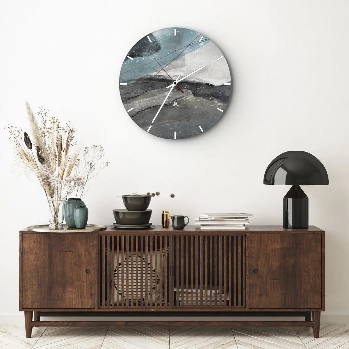 Vægur, Uret - Abstraktion: klipper og is - 40x40 cm