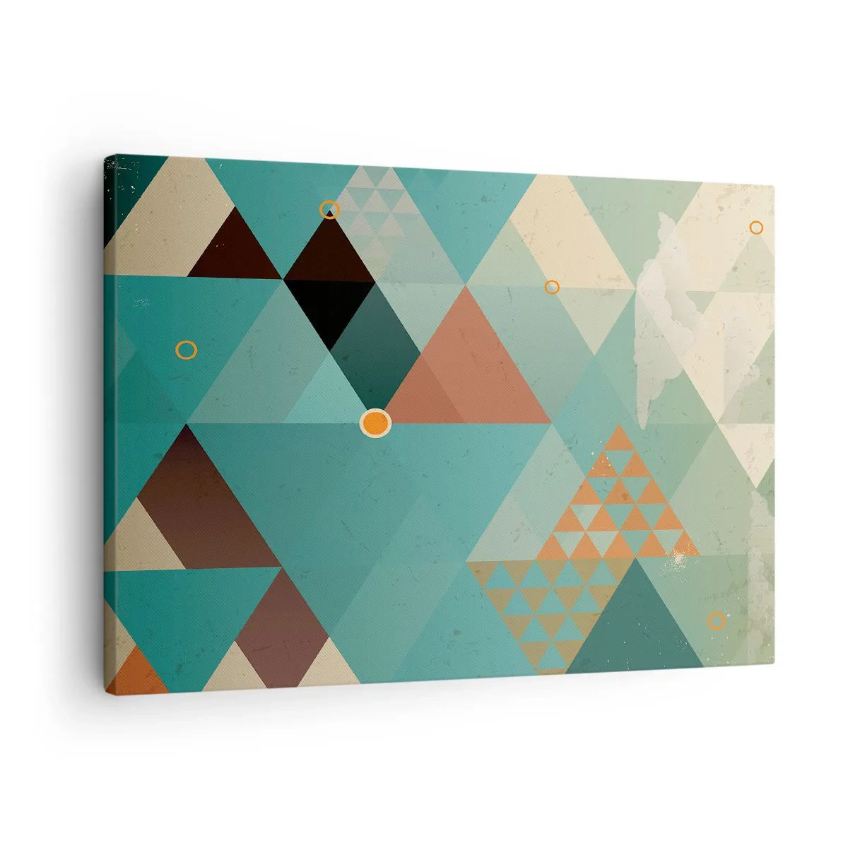 Lærredstryk - Billede på lærred - Geometriske mønstre i turkis og brune nuancer - 70x50cm - Enhed af mangfoldighed, mangfoldighed af enhed - Moderne vægdekoration til stue og soveværelse ARTTOR