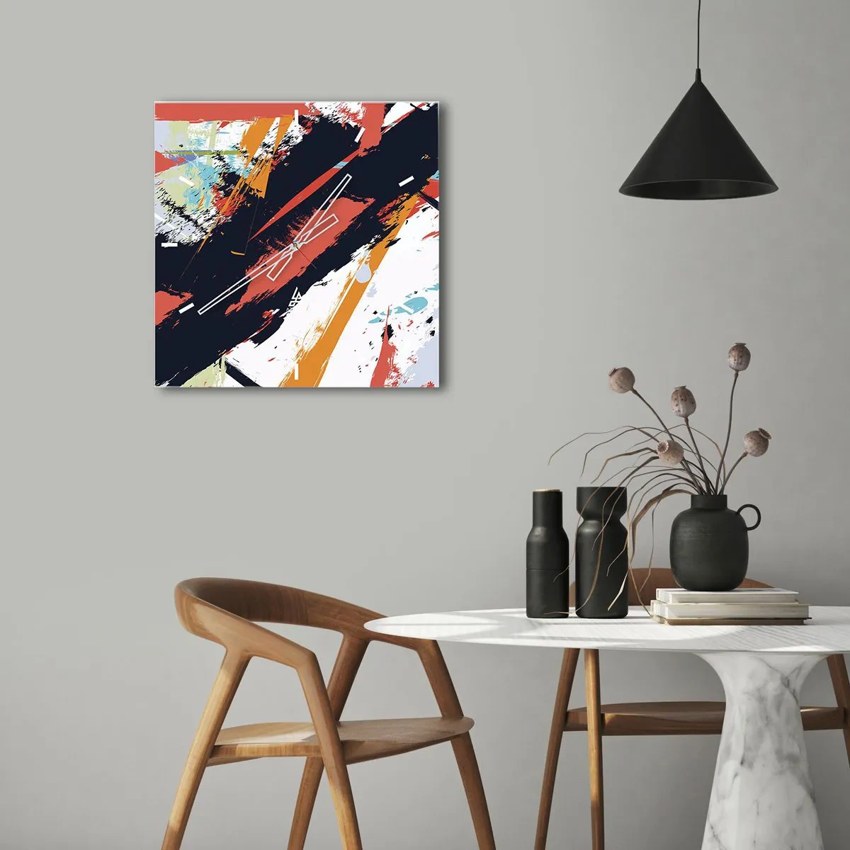 Vægur, Uret - Dynamisk sammensætning - 40x40 cm