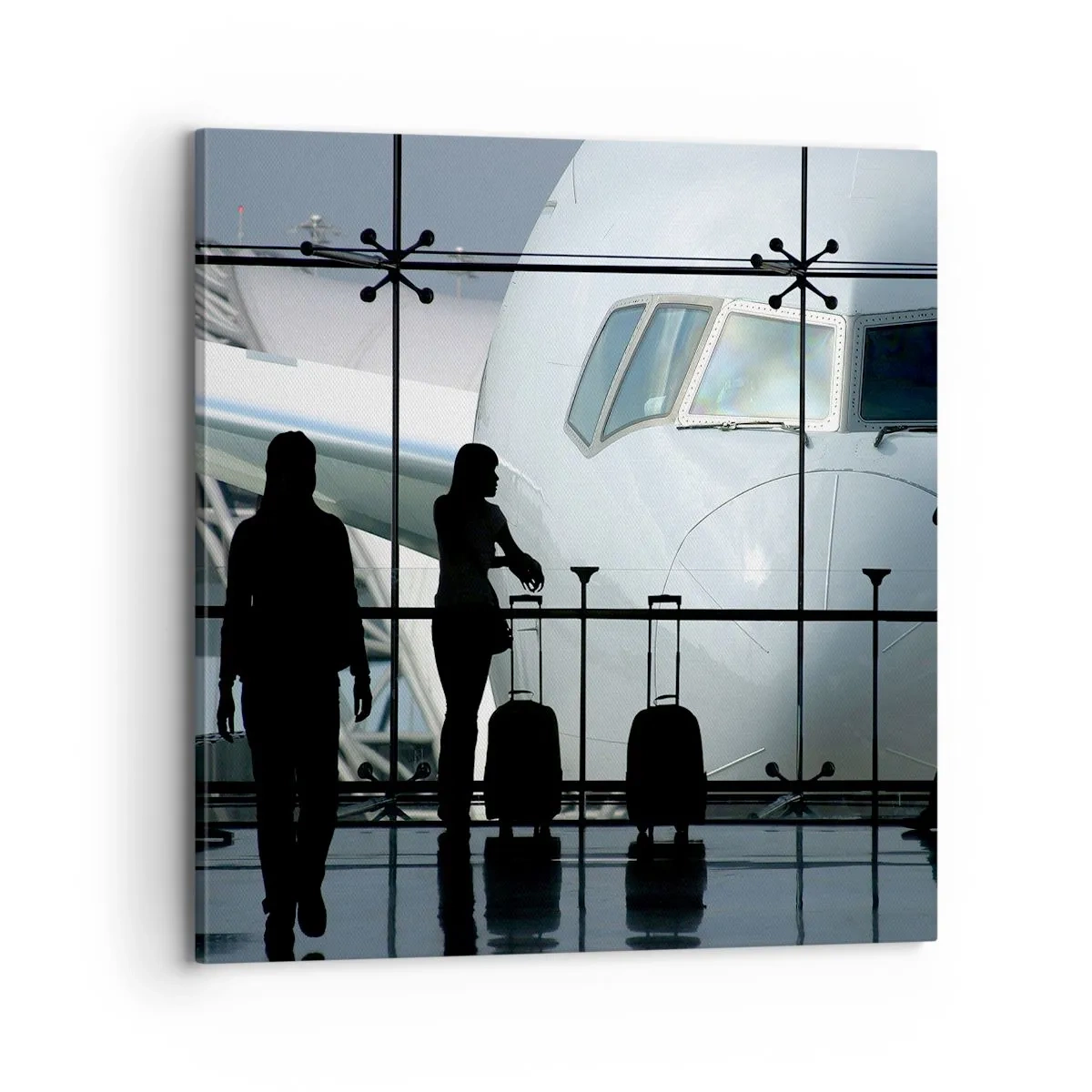 Lærredstryk - Billede på lærred - Vis a vis i lufthavnen - 70x70 cm
