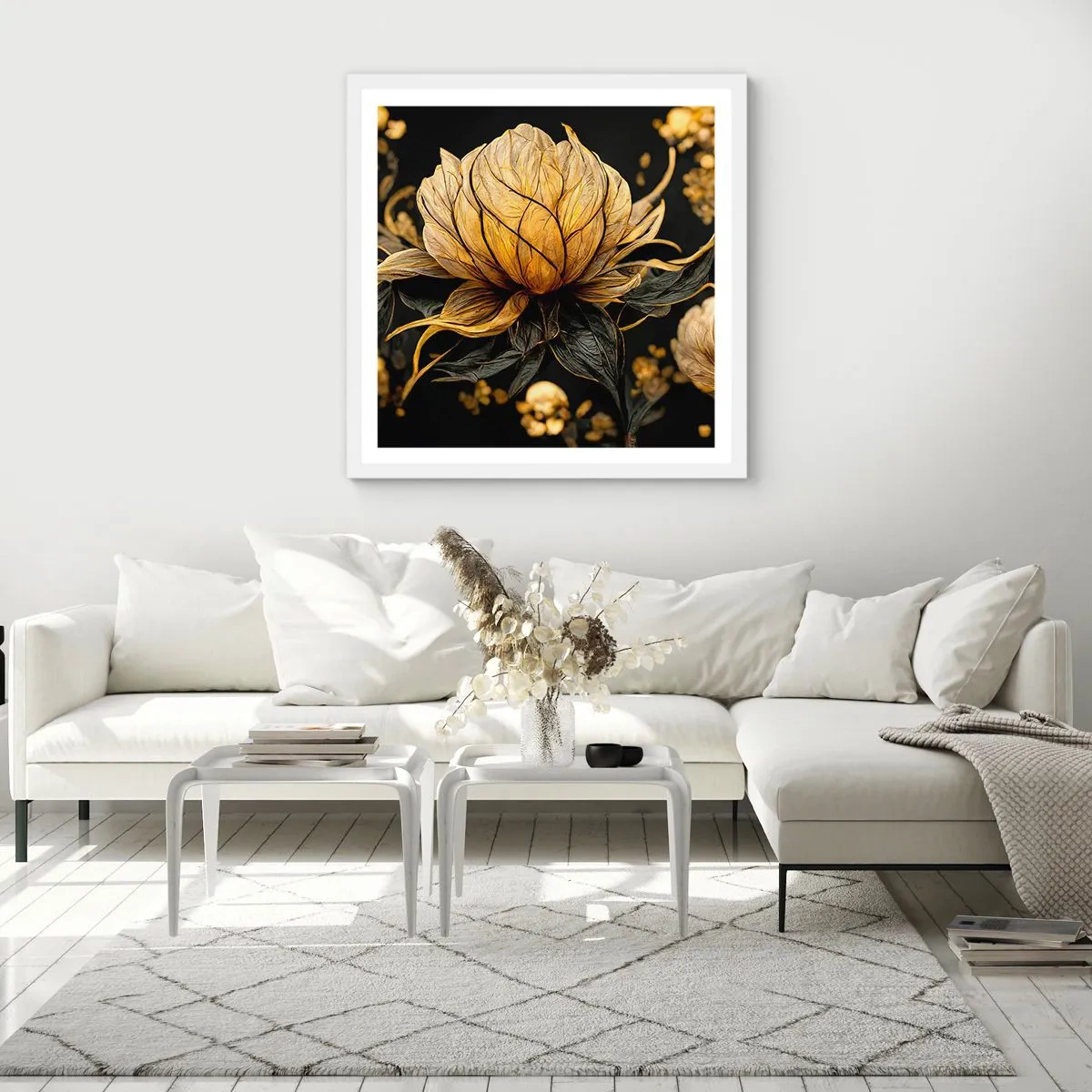 Plakat i hvid ramme - Subtil skrøbelighed - 40x40 cm