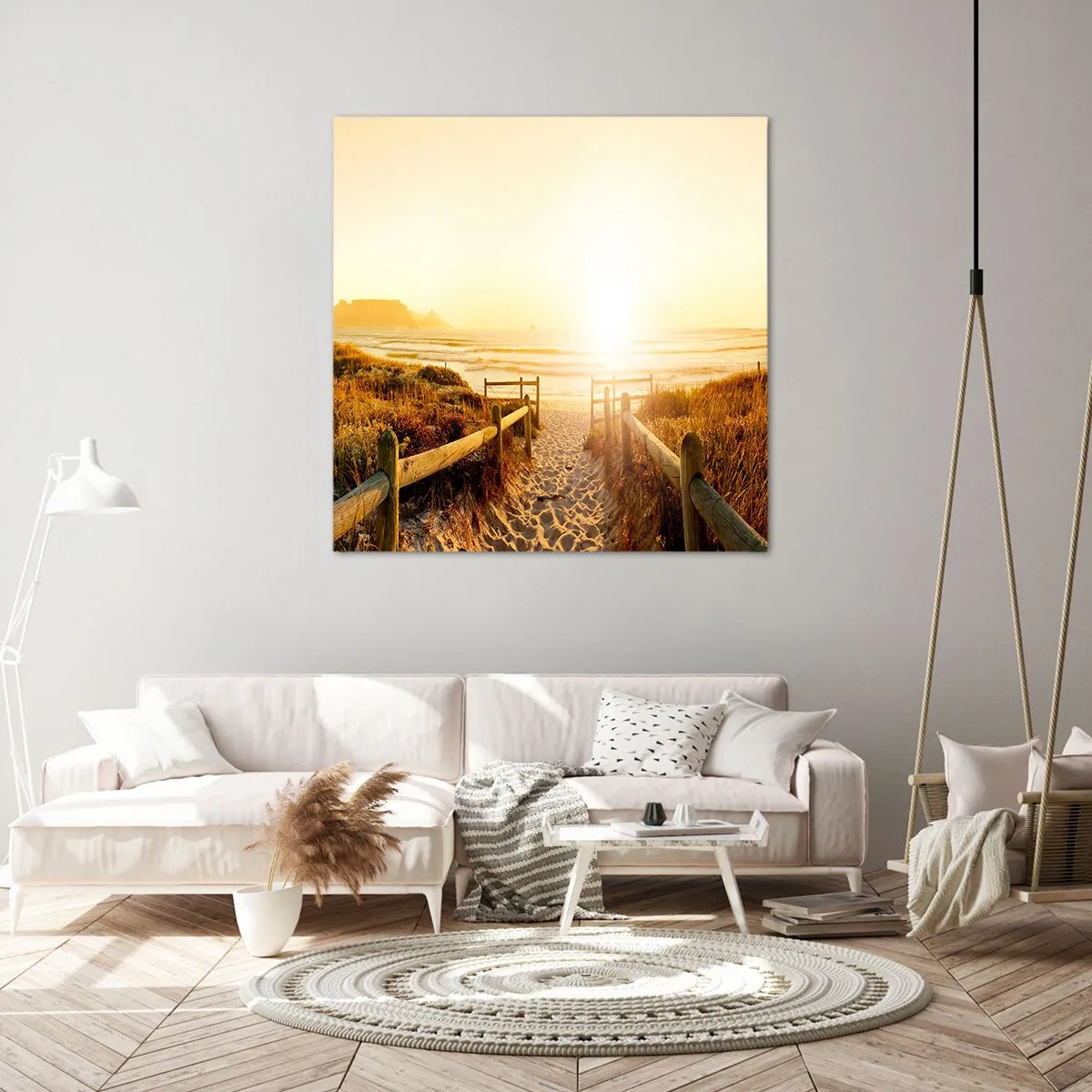 Lærredstryk - Billede på lærred - Over klitten, mod solen - 30x30 cm