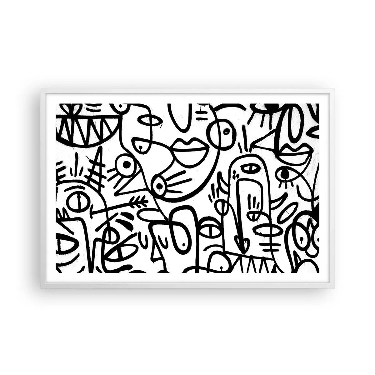 Plakat i hvid ramme - Ansigter og luftspejlinger - 91x61 cm