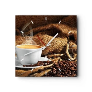 Vægur, Uret - Duften af mokka og honningvæskens tæthed - 30x30 cm