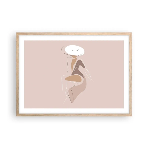 Plakat i ramme af lyst egetræ - En dame, der skal være - 70x50 cm
