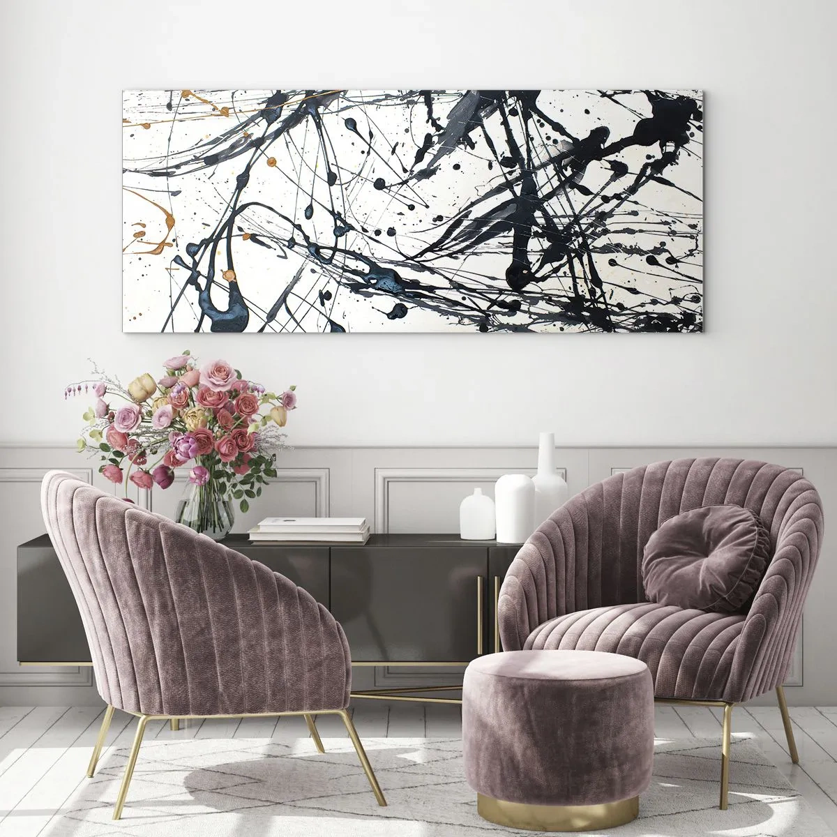 Billede på glas - Ekspressionistisk abstraktion - 100x40 cm
