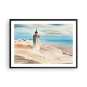 Plakat i sort ramme - Altid med blikket rettet mod havet - 70x50 cm