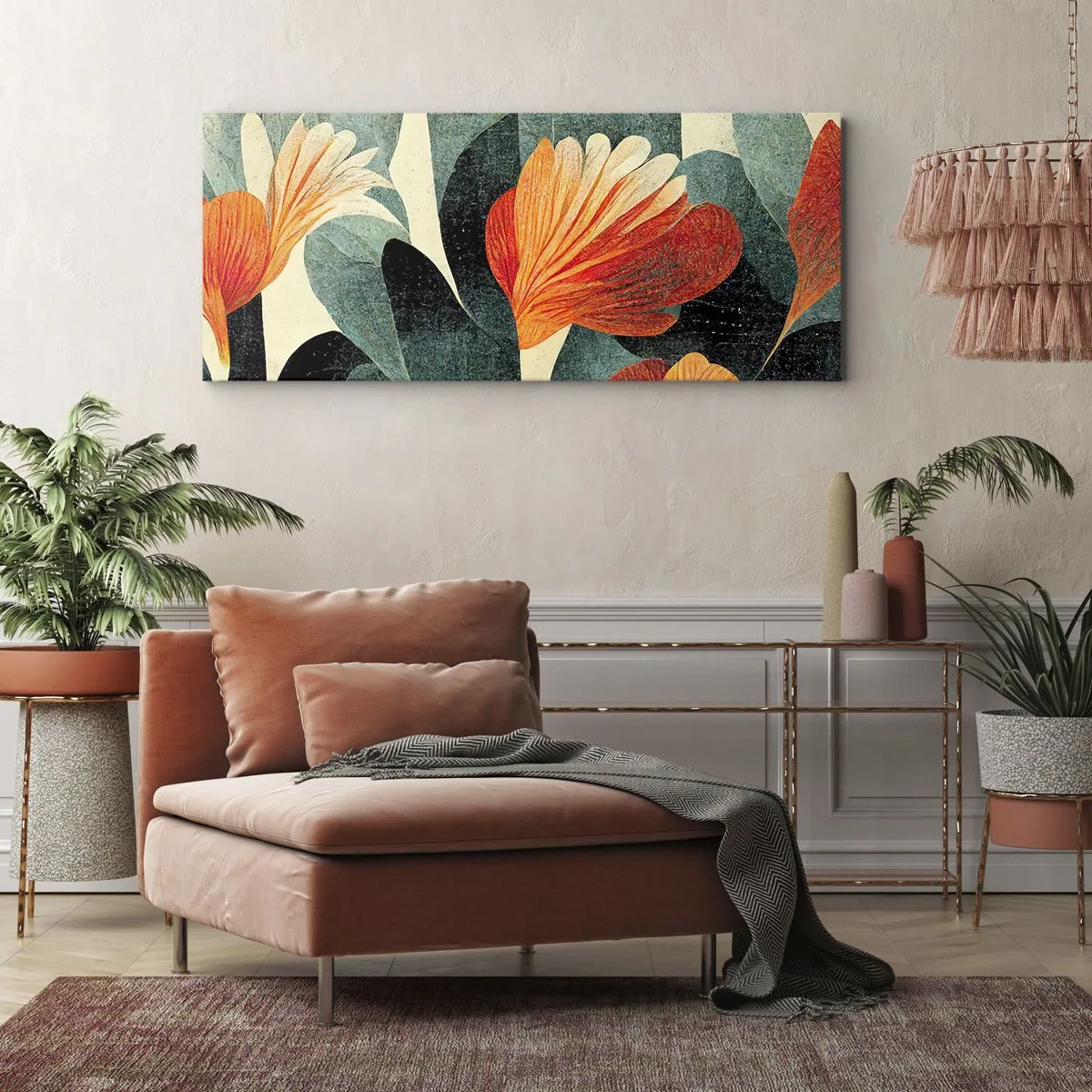 Lærredstryk - Billede på lærred - Varmen fra troperne og køligheden fra det grønne - 100x40 cm