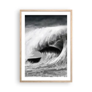 Plakat i ramme af lyst egetræ - Havets vrede - 50x70 cm
