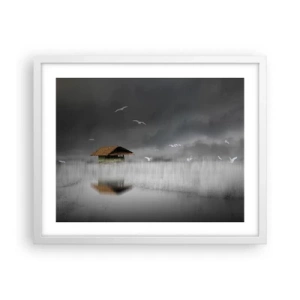 Plakat i hvid ramme - Beskyttelse mod regnen - 50x40 cm