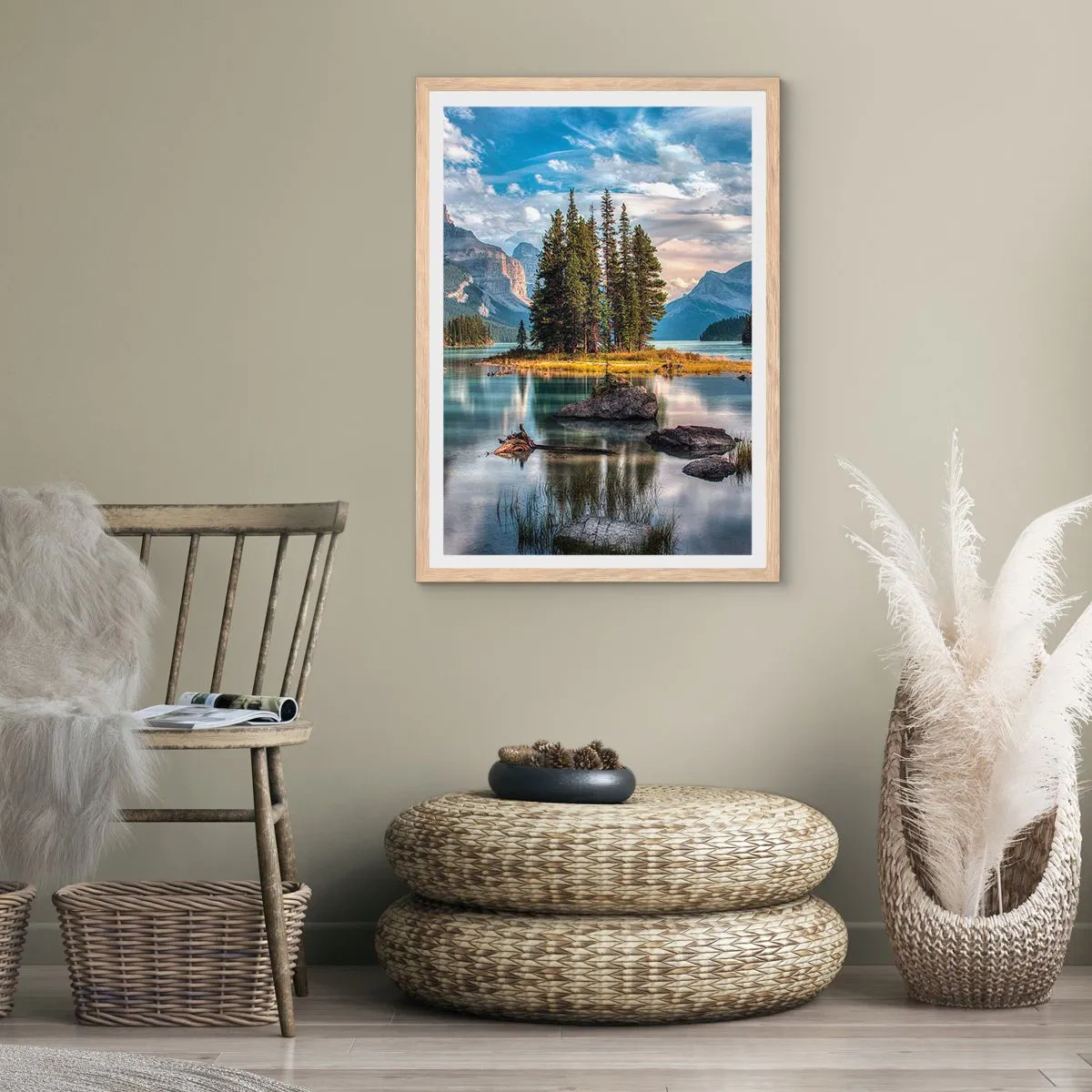 Plakat i ramme af lyst egetræ - Over store og klare vande… - 70x100 cm