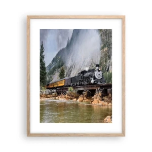 Plakat i ramme af lyst egetræ - Og hvorhen? Hvorhen? - 40x50 cm