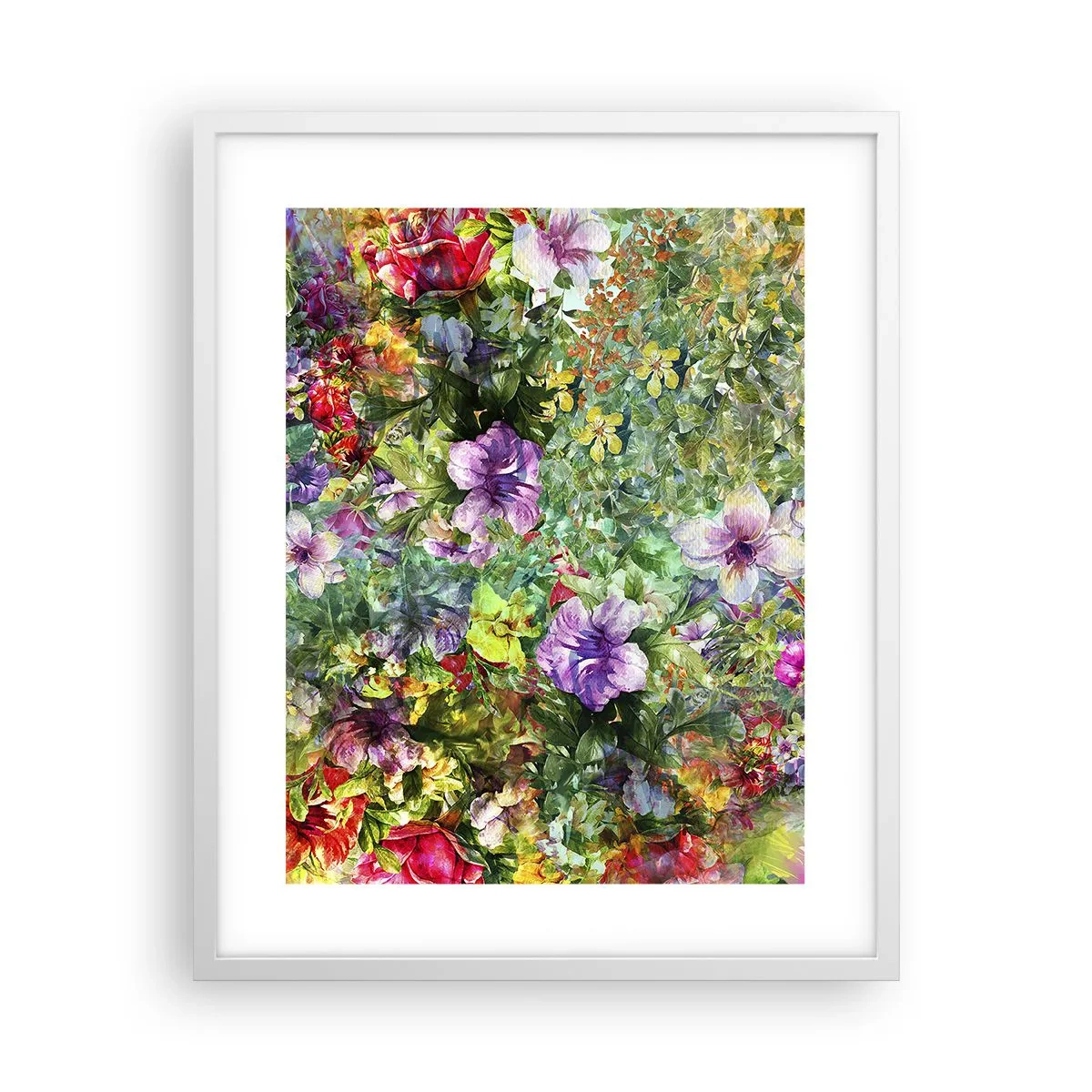 Plakat i hvid ramme - Ind i blomsterne ved fortabelse - 40x50 cm