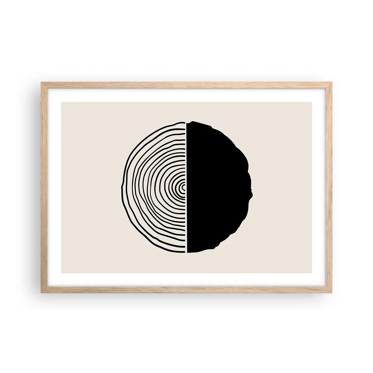 Plakat i ramme af lyst egetræ - Halvt og halvt - 70x50 cm