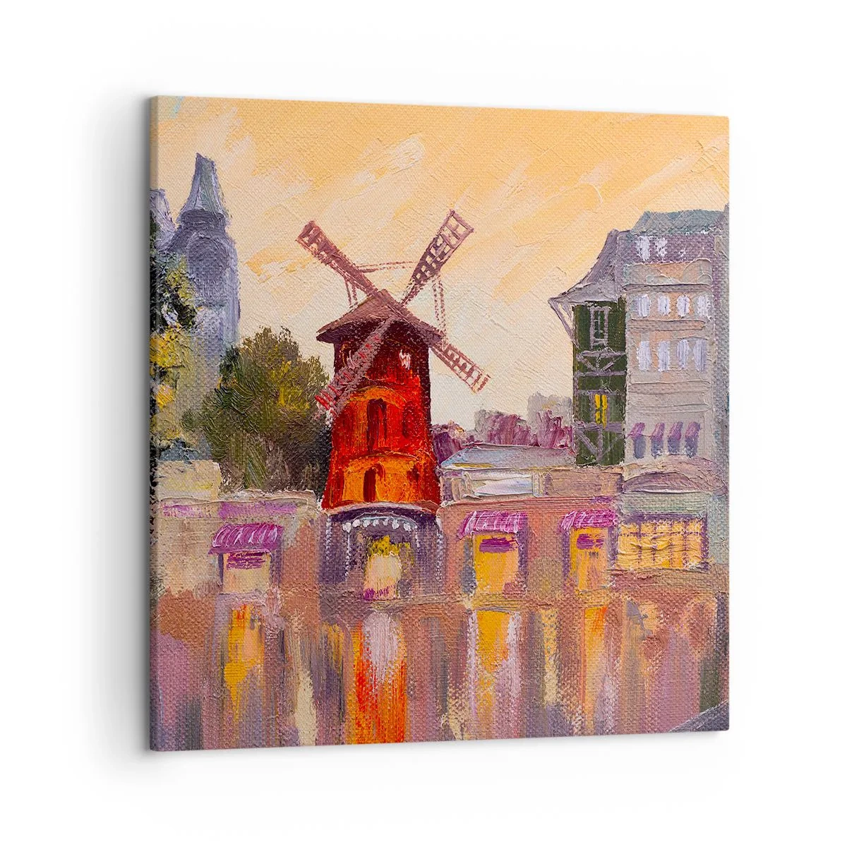 Lærredstryk - Billede på lærred - Parisiske ikoner - Moulin Rouge - 50x50 cm