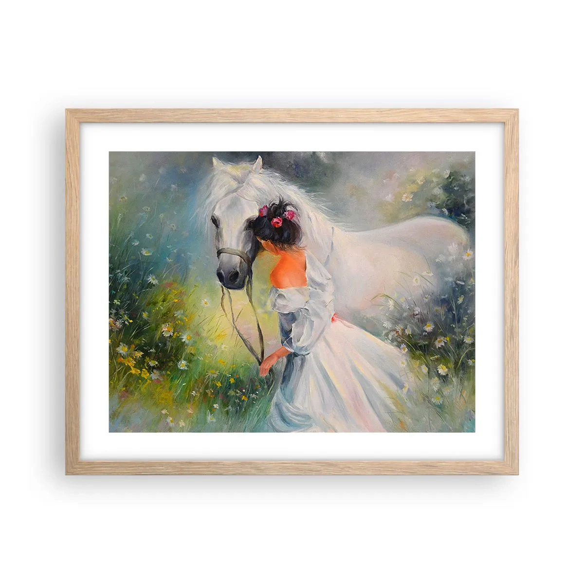 Plakat i ramme af lyst egetræ - Som fra en smuk drøm - 50x40 cm