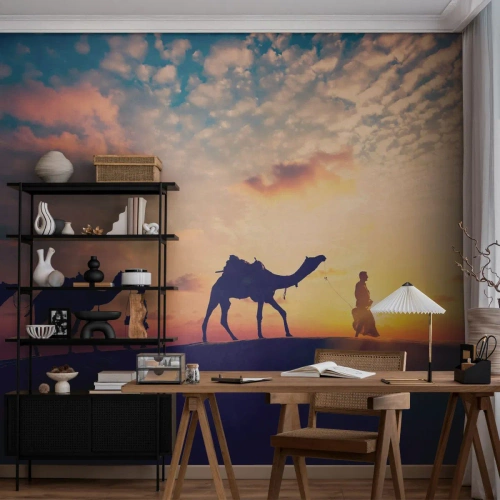 Fototapet Standard Eco - Orientens mystiske ånd - Landskab, Ørken, Kamel - 300x210 cm