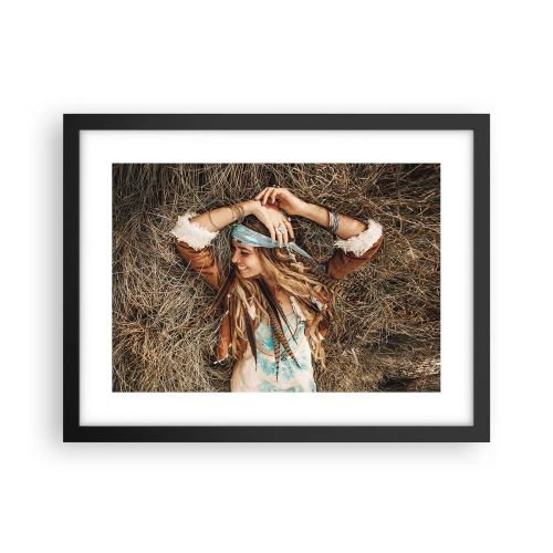 Plakat i sort ramme - På vej til kærlighedens sommer - 40x30 cm