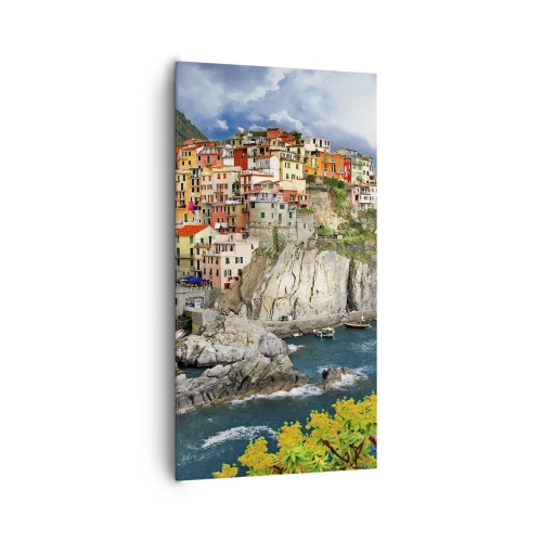 Lærredstryk - Billede på lærred - En klynge klæber sig til klipperne - 65x120 cm