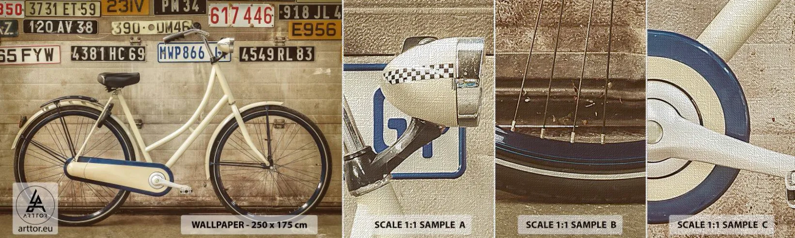 Prøve Fototapet Premium Canvas - Ingen komplekser - Vægmaleri, Cykel, Plader - 100x30 cm