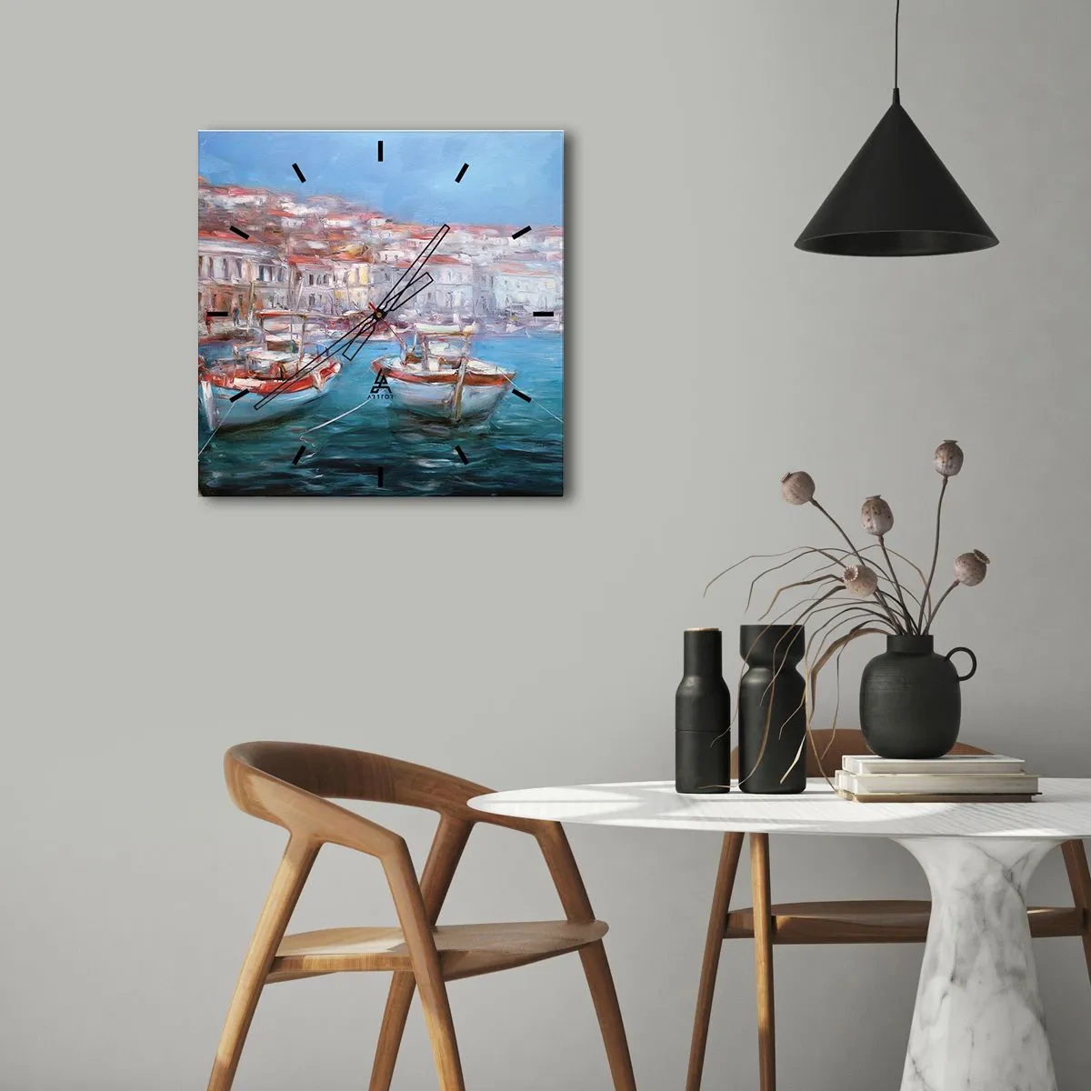 Vægur, Uret - Italiensk bugt - 30x30 cm