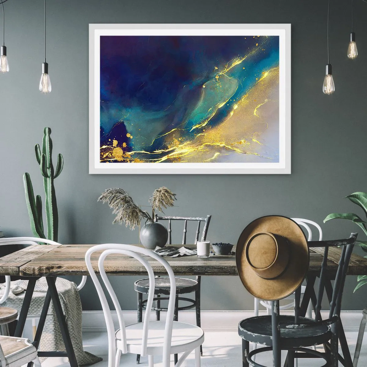 Plakat i hvid ramme - Gylden marsk - 70x50 cm