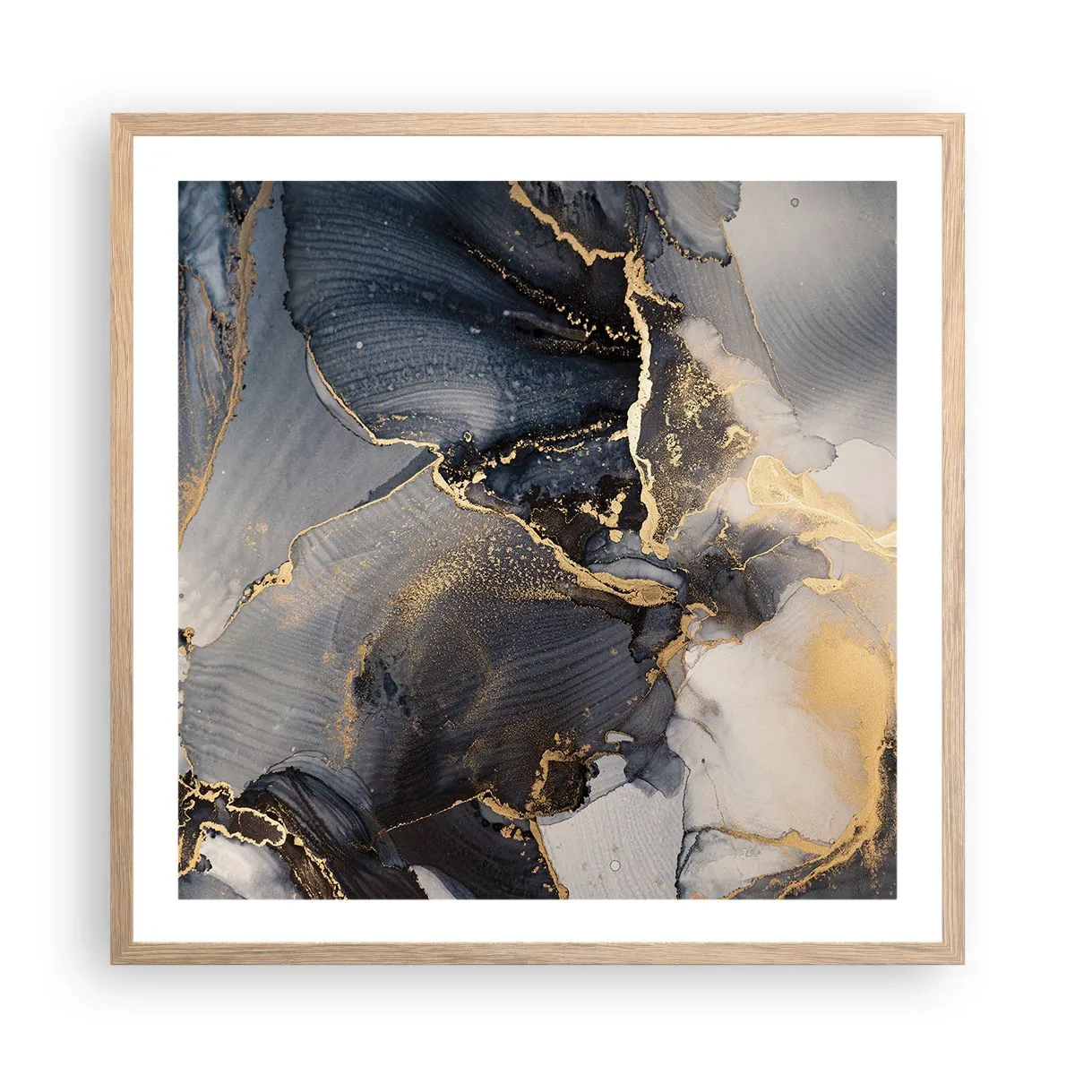 Plakat i ramme af lyst egetræ - Livet af sten - 60x60 cm