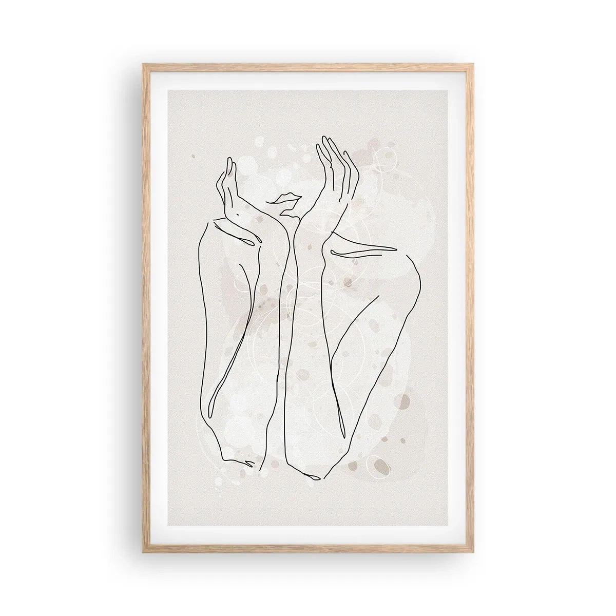 Plakat i ramme af lyst egetræ - En drømmende stund - 61x91 cm