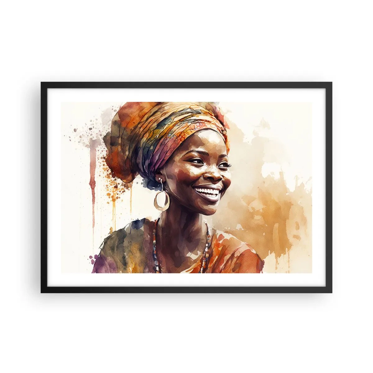 Plakat i sort ramme - Afrikansk dronning - 70x50 cm