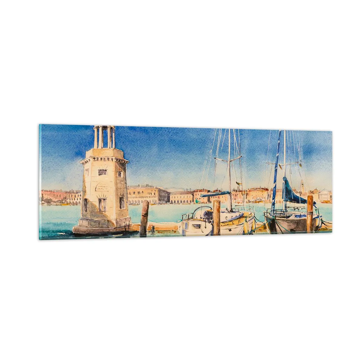 Billede på glas - Solrig lagune - 90x30 cm