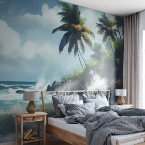 Fototapet Premium Sand - På en tropisk strand - Strand, Tropisk, Håndflade - 450x315 cm